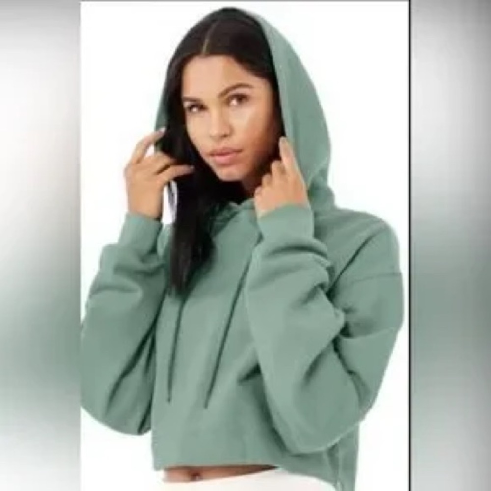 Alo Cropped Hoodie with Raw Hem